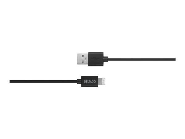 DELTACO – Lightning-kaapeli – USB-uros – Lightning-uros – 2 m – musta
