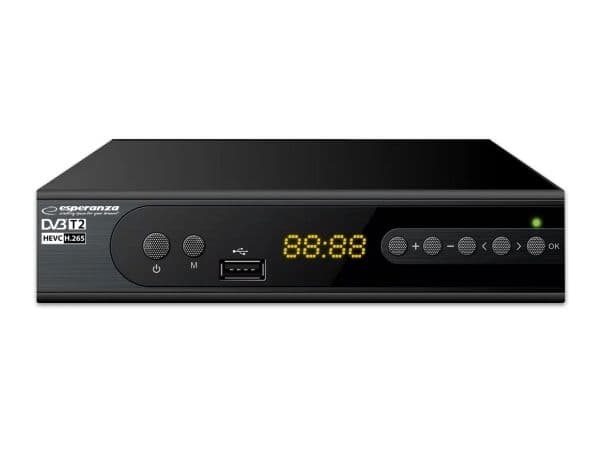 Esperanza EV106P Digital DVB-T2 H.265/HEVC-tuner, sort