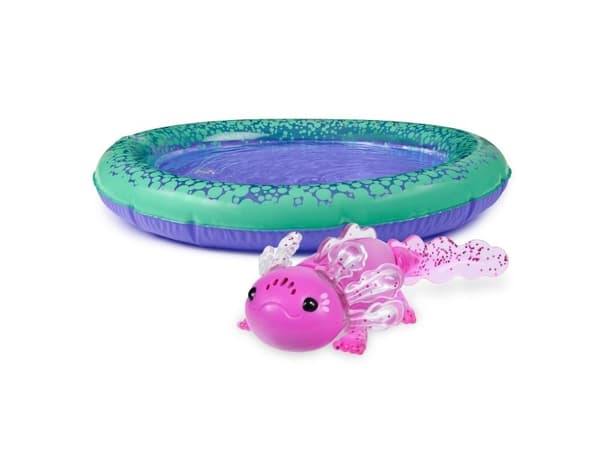 Magenta glitteraxolotl med pool