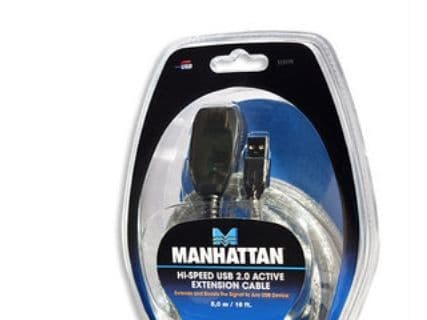 Manhattan 519779, 5 m, USB A, USB A, USB 2.0, Hankjønn/hunkjønn, Sølv