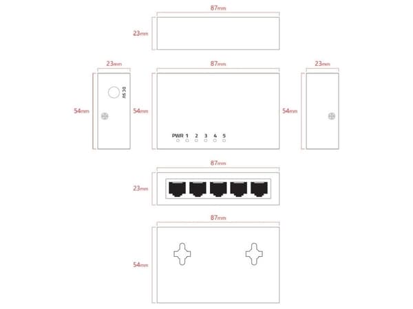 Lanview - Switch - smart - 5 x 10/100/1000 - skrivbordsmodell