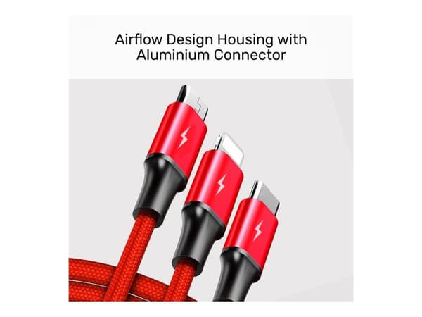 UNITEK C4049RD, 1,2 m, USB A, USB C/Micro-USB B/Lightning, Punainen