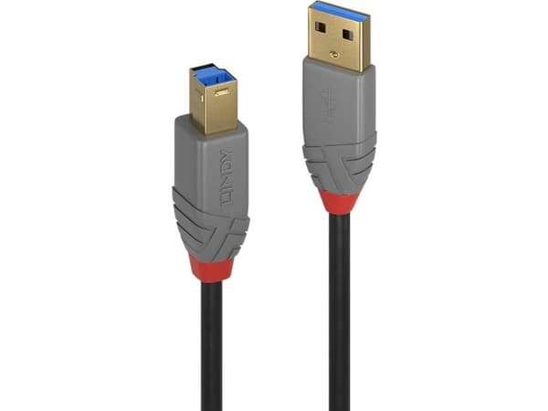 Lindy 36744, 5 m, USB A, USB B, USB 3.2 Gen 1 (3.1 Gen 1), 5 Gbit/sek, Sort