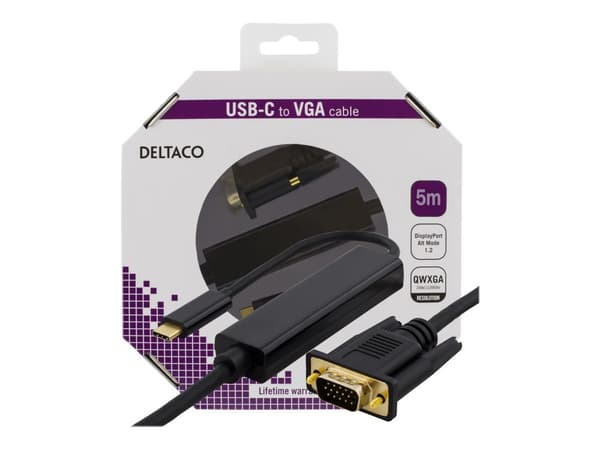 DELTACO USBC-1089-K - Ekstern videoadapter - USB-C - VGA