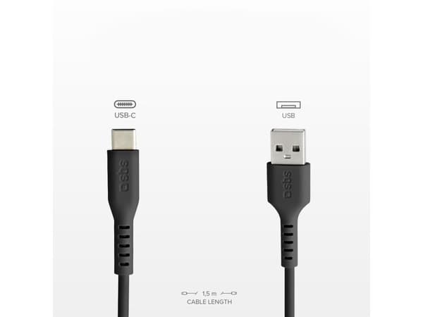 SBS TECABLEMICROC15K USB-A til USB-C-kabel 1,5 m - Svart