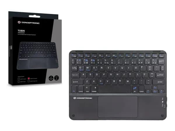 Conceptronic TOBIN01BPT, Tenkeyless (80–87 %), Langaton, Bluetooth, QWERTY, musta