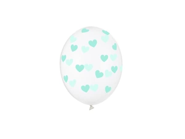 Klare balloner med mint hjerter