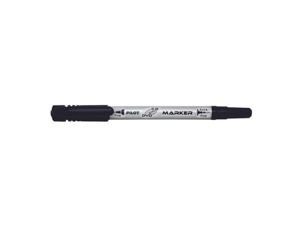 Marker, Pilot Begreen, Twin CD/DVD 0,4-0,5MM, Spids, sort, permanent - (12 stk.)