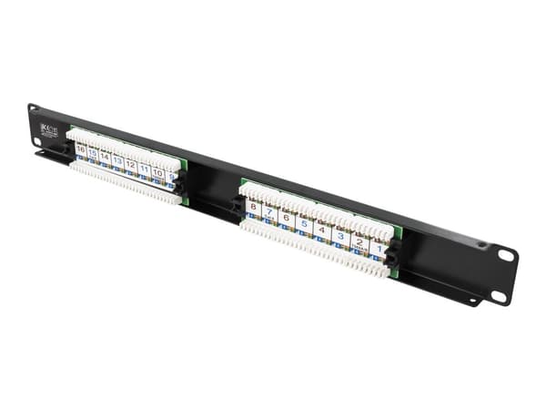 DELTACO PAN-102 - Patch-panel - CAT 6 - UTP - svart - 1U - 19" - 16 portar