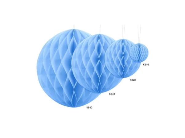 Ljusblå papperskugel, 10 cm