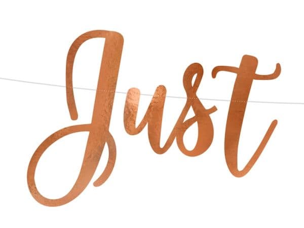 Just Married-banner i roséguld