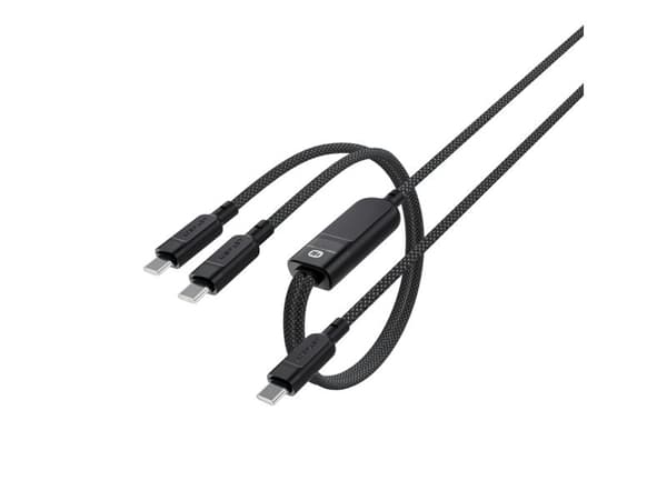 Acefast C5 USB-C - USB-C / USB-C 2-i-1 100W 480Mb/s kabel - sort