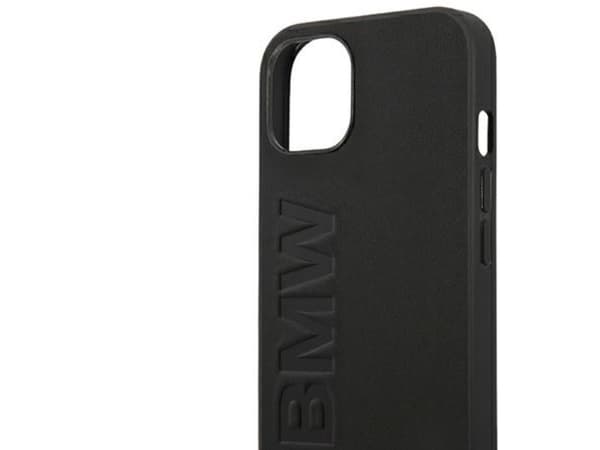 BMW Case BMHCP14MSLLBK iPhone 14 Plus 6.7" Black/Black Leather Stamp