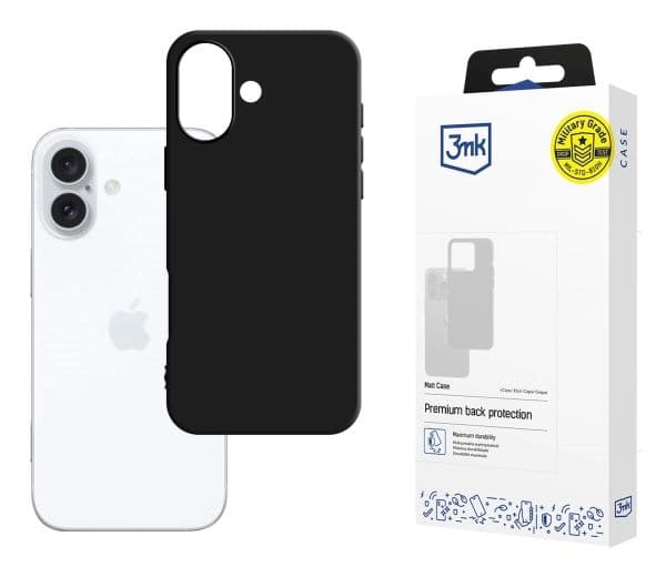 3MK Matt Case, Cover, Apple, iPhone 16 Plus, 17 cm (6.7"), Black