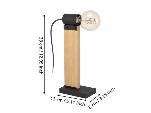EGLO BAILRIGG TL E27 sort/natur FSC