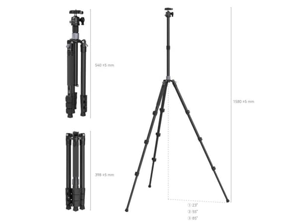 SmallRig 4059, 3 ben, Sort, 133 cm, 1,18 kg