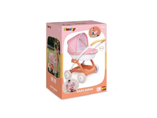 Dockvagn Smoby Baby Nurse, vit/rosa