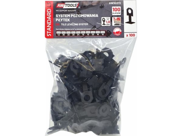 AW-Tools AWTools AWTOOLS STANDARD FLIS NIVELLERINGSSYSTEM 1,0mm - 7-5mm - KLIPPE 100stk. AW30372