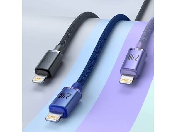 Baseus Crystal Shine, 2 m, Lightning, USB A, Hankjønn, Hankjønn, Sort