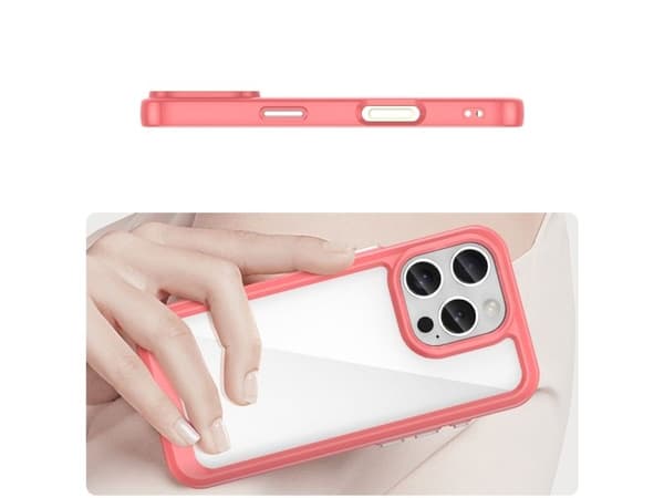 Hurtel Outer Space Kotelo geelikehyksellä iPhone 16 Pro - punainen