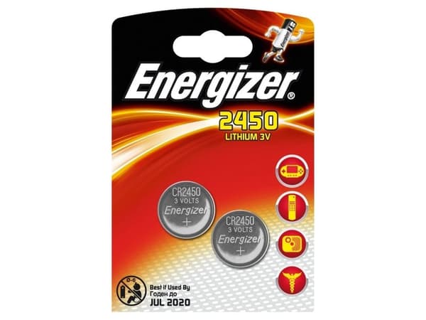 Batteri Energizer Lithium CR2450, 3V, 2 st.