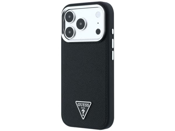 Etui Guess Grained Triangle Logo MagSafe na iPhone 17 Pro Max / 18 Pro Max - czarne