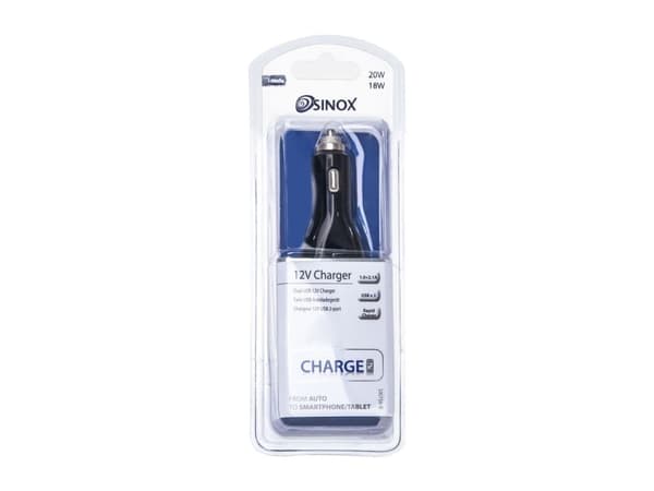 12V USB Charger 2.1A+1A Black