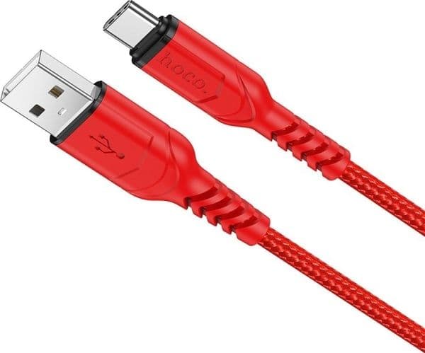 USB-kabel Hoco USB-A til USB-C, 1 m, rød (6931474744937)