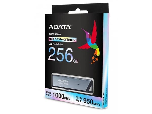 ADATA UE800 - USB-flashstasjon - 256 GB - USB-C 3.2 Gen 2 - sølv