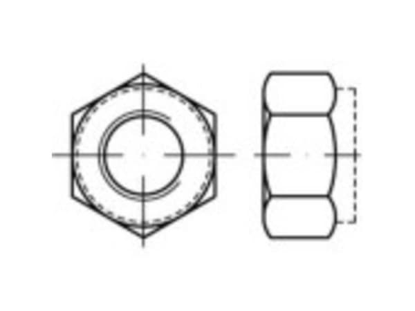 TOOLCRAFT sekskantmuttere M6 DIN 6924 rustfritt stål A4, 100 stk