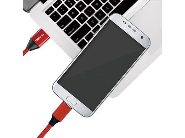 LogiLink CU0151, 0,3 m, USB A, Micro-USB B, USB 2.0, Punainen