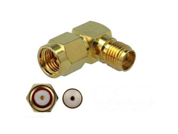 Delock - Antenneadapter - SMA (R) vinklet til SMA (P) rett