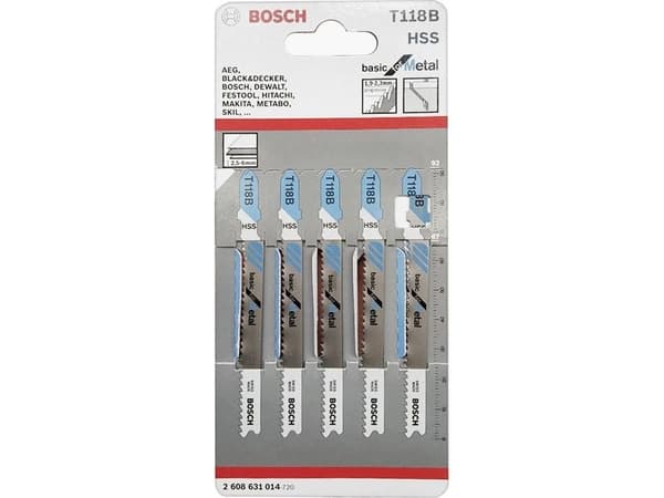Bosch basic for Metal T 118 B - Sagblad - for blikk - 5 deler - lengde: 92 mm