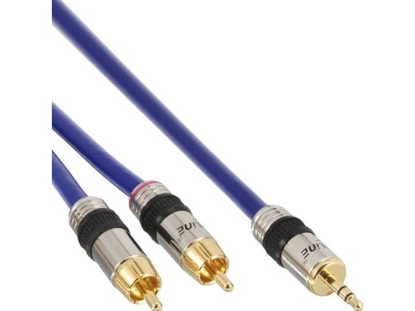 InLine 4043718032105, 3.5mm, Hankjønn, 2 x RCA, Hankjønn, 5 m, Blå