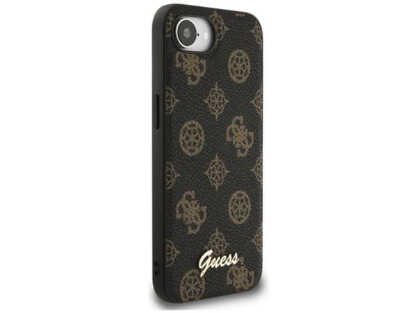 Guess Peony Script Logo MagSafe iPhone 16e Dėklas Juodas