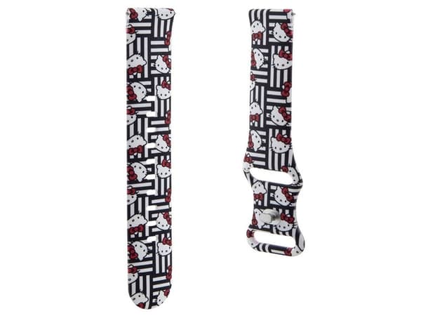 Hello Kitty Silicone Heads &amp; Stripes universal 20mm strap - black
