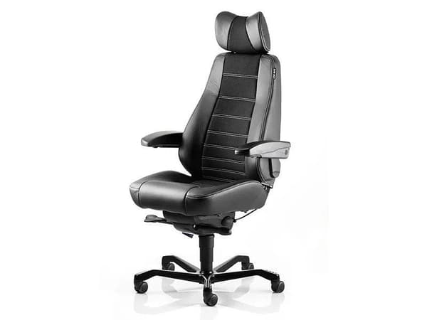 Kontorstol KAB Seating Controller, White-Line Black fighter inkl. armlener og nakkestøtte