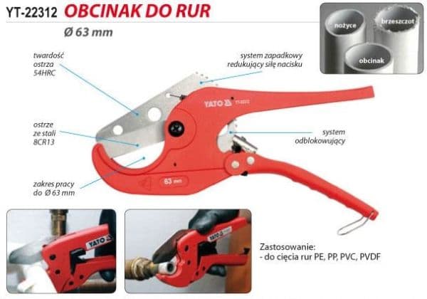 YATO rørkutter for PVC-rør 63 22312