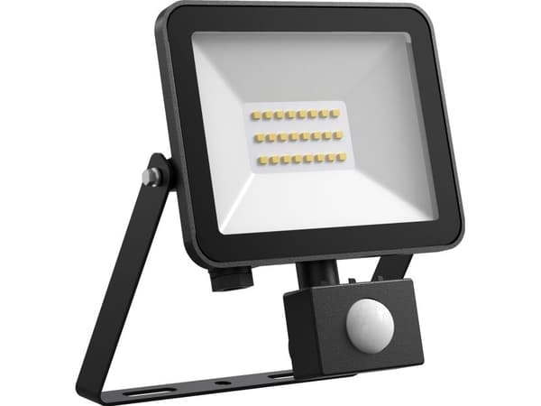 FOX FLOODLIGHT 20W 2330LM 4000K PIR SORT inkl. 0,5m. kabel