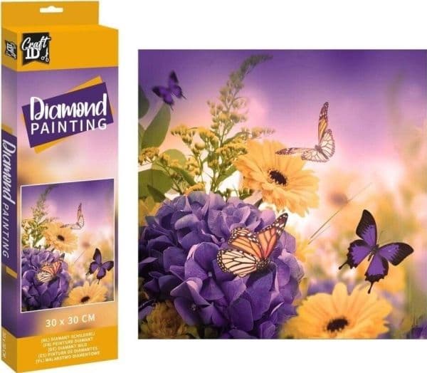 Icom diamantbilde - blomster 30x30 cm