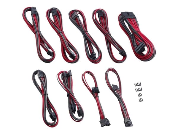 CableMod PRO Series ModMesh RT-Series - Strömkabelsats - formpressad - röd, kol