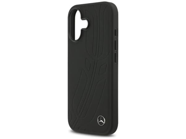 Mercedes Leather Large Laurel Leave MagSafe Case for iPhone 17 - Black