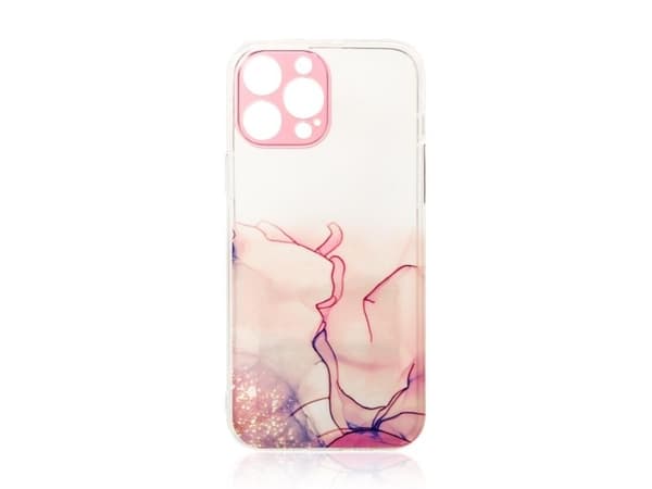 Marble-skal för iPhone 12 Pro - gel-skydd - Marble Pink