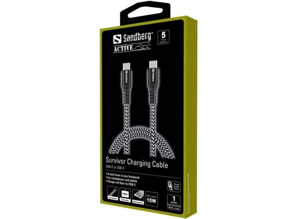 Sandberg Survivor - USB-kabel - USB-C (hann) til USB-C (hann) - 1 m