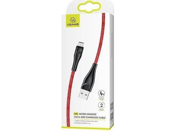 Usams USB-A - microUSB-kaapeli 2 m punainen (6958444983578)