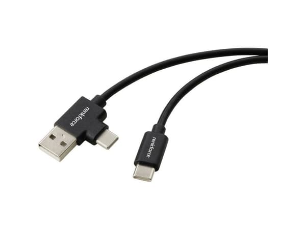 Renkforce USB-kabel USB 2.0 USB-C® stik, USB-A-hanstik 1.00 m Sort RF-7116120