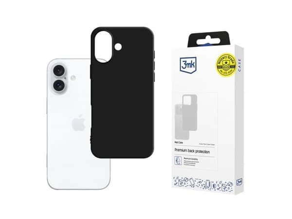 3MK Matt Case, Cover, Apple, iPhone 16 Plus, 17 cm (6.7"), Black