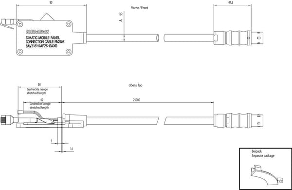 Siemens 6AV2181-5AF25-0AX0 6AV21815AF250AX0 PLC:n liitäntäkaapeli
