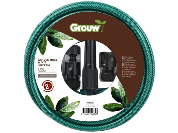 GROUW - TRÄDGÅRDSSLANG 1/2'' 20M MED KOPPLINGSSATS
