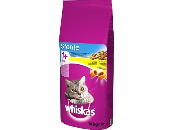 Whiskas STERILE torrfoder för vuxna katter med kyckling - 14 kg